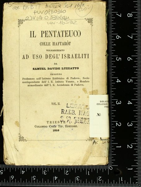 Ḥamishah ḥumshe Torah : ʻim hafṭarot ʻim tirgum Italḳi / melekhet Shemuʼel Daṿid Lutsaṭo.