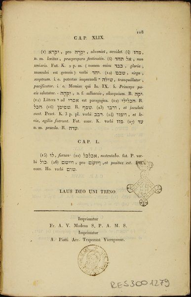 Liber Genesis : ex Quinque Libris Legis, adjectis ad calcem notulis voces difficiliores enodantibus ad usum alumnorum v. Collegii de Propaganda Fide