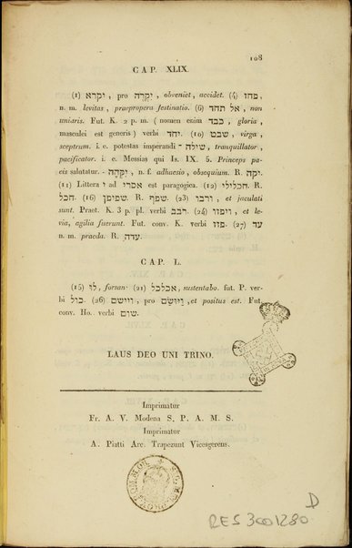 Liber Genesis : ex Quinque Libris Legis, adjectis ad calcem notulis voces difficiliores enodantibus ad usum alumnorum v. Collegii de Propaganda Fide