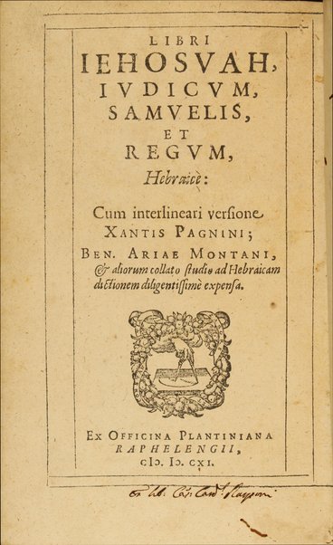 Biblia Hebraica, : cum interlineari interpretatione Latinâ Xantis Pagnini Lucensis ...