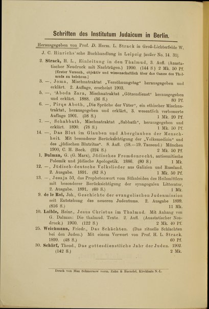 Die Sprüche Jesus', des Sohnes Sirachs : der juengst gefundene hebraeische Text mit Anmerkungen und Woerterbuch / herausgegeben von Hermann L.Strack.