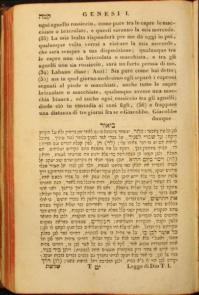 Sefer Torat ha-Elohim : kolel ḥamishah ḥumshe Torah : meturgamim Italḳit u-mevoʼarim beʼur ḥadash ... = Legge di Dio, ossia il Pentateuco : tradotta in lingua italiana / ʻal yede Yitsḥaḳ Shemuʼel Regyo.