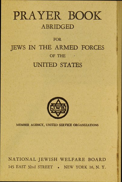 Prayer book : Abridged for Jews in the Armed Forces of the United States.