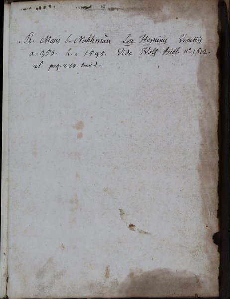 Sefer Torat ha-adam : ʻal divrat bene ha-adam u-vet moʻed le-khol ḥai / ... ḥibro ... ha-Ramban.