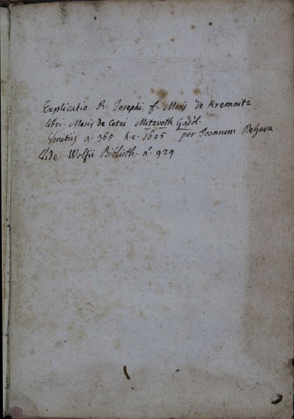 Beʼur ʻal Sefer mitsṿot gadol / ḥibro Yosef ben Mosheh mi-Ḳremenits ; hugah be-ʻiyun ʻal yad Yitsḥaḳ Gershon.