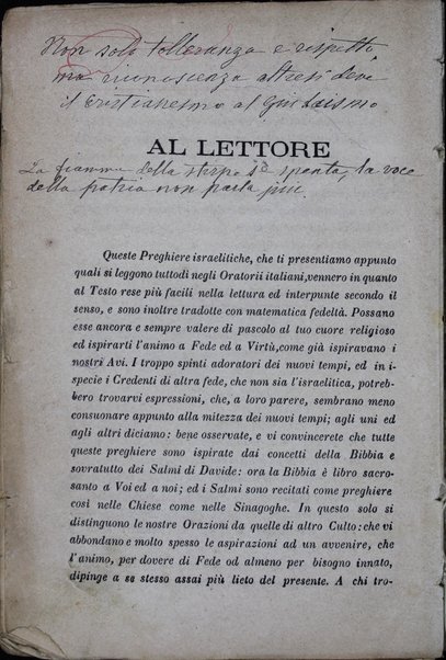 Seder Tefilot : kefi minhag Iṭalya'ni ‘im targum iṭalḳi ... = Preghiere degli Israeliti di rito italiano : con traduzione italiana letterale interlineare / ... S. Ghiron.