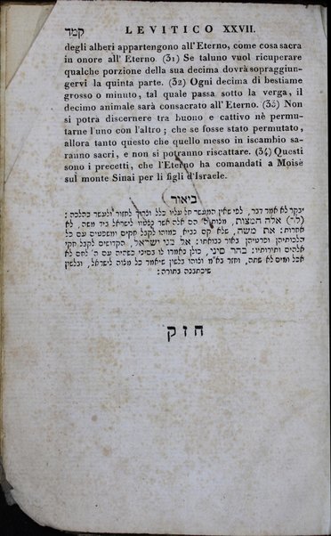 Sefer Torat ha-Elohim : kolel ḥamishah ḥumshe Torah : meturgamim Italḳit u-mevoʼarim beʼur ḥadash ... = Legge di Dio, ossia il Pentateuco : tradotta in lingua italiana / ʻal yede Yitsḥaḳ Shemuʼel Regyo.