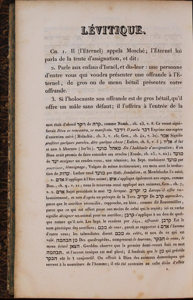 La Bible : traduction nouvelle, avec l'hébreu en regard : accompagné des points-voyelles et des accents toniques, avec des notes philologiques, géographiques et littéraire, et les principales variantes de la version des Septante et du texte samaritain / par S. Cahen.