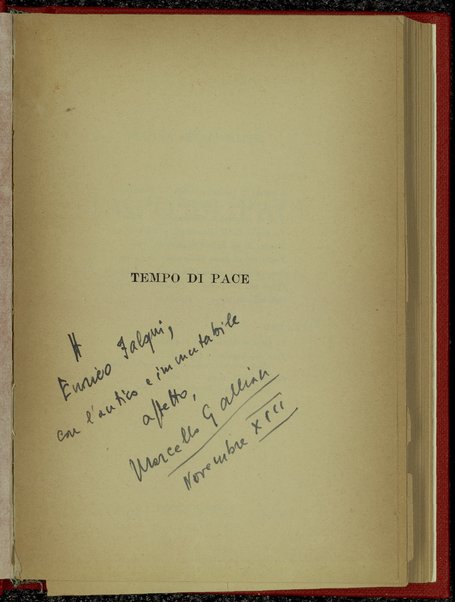 Tempo di pace : romanzo / Marcello Gallian ; prefazione di Giuseppe Ungaretti