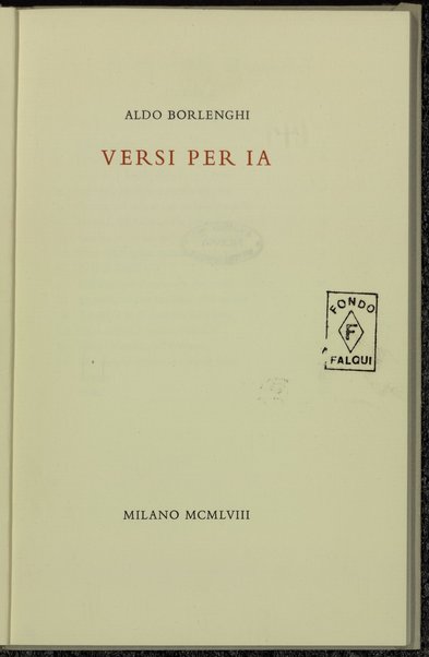 Versi per Ia / Aldo Borlenghi