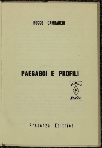 Paesaggi e profili / Rocco Cambareri