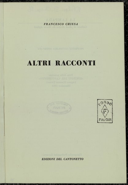 Altri racconti / Francesco Chiesa