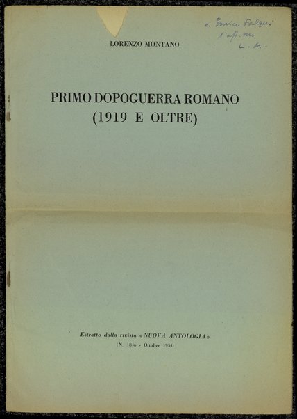 Primo dopoguerra romano : 1919 e oltre / Lorenzo Montano