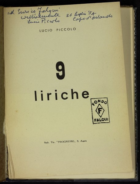 9 liriche / Lucio Piccolo