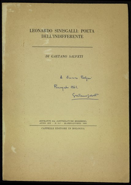 Leonardo Sinisgalli : poeta dell'indifferenza / Gaetano Salveti