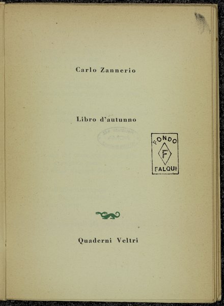 Libro d'autunno / Carlo Zannerio