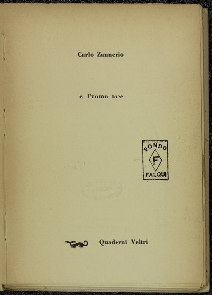 E l'uomo tace / Carlo Zannerio