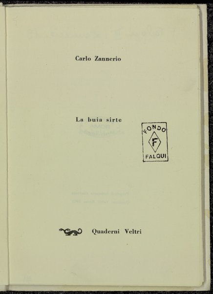 La buia sirte / Carlo Zannerio