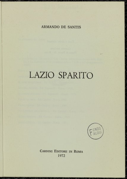 Lazio sparito / Armando De Santis