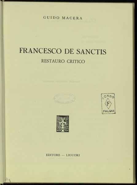 Francesco De Sanctis : restauro critico / Guido Macera