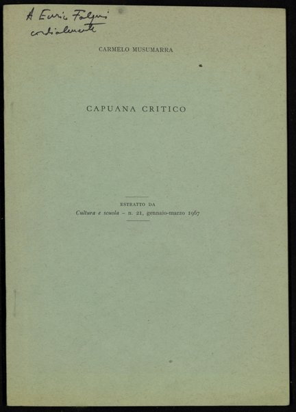 Capuana critico / Carmelo Musumarra