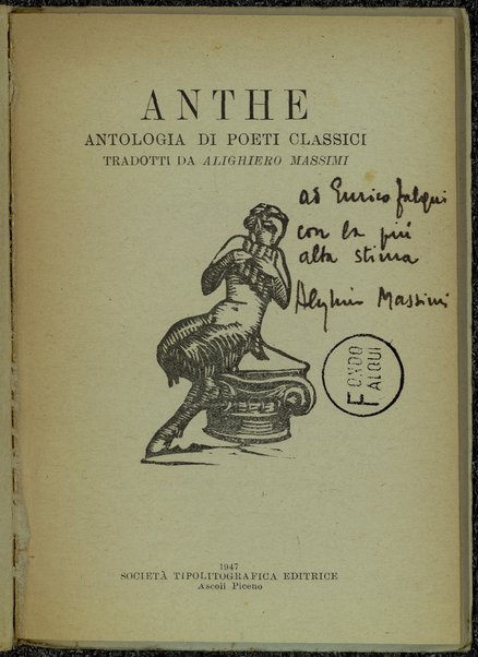 Anthe : antologia di poeti classici / tradotti da Alighiero Massimi