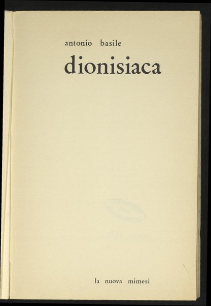 Dionisiaca / Antonio Basile