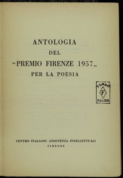 Antologia del premio Firenze 1957 per la poesia