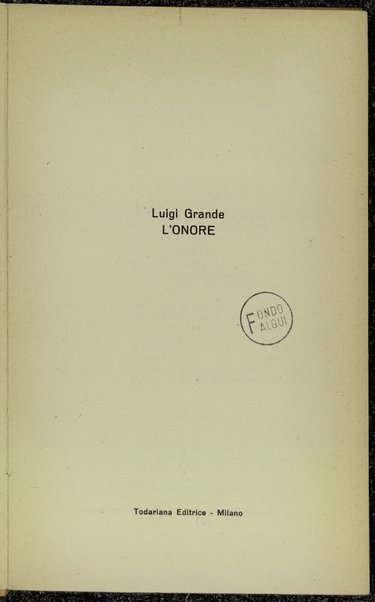 L'onore / Luigi Grande