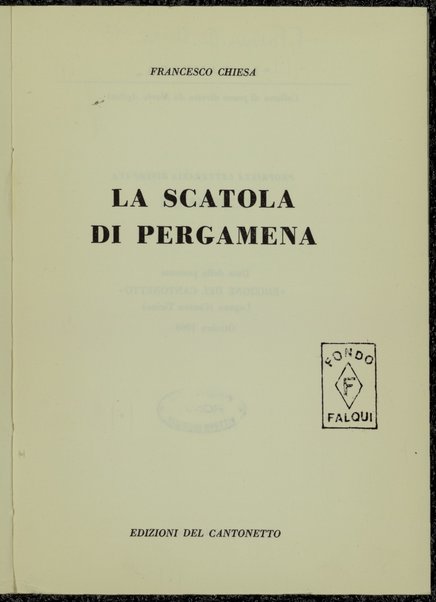 La scatola di pergamena / Francesco Chiesa