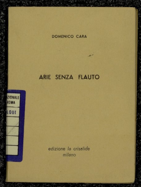 Arie senza flauto / Domenico Cara
