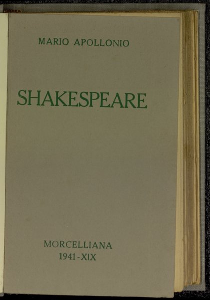 Shakespeare / Mario Apollonio