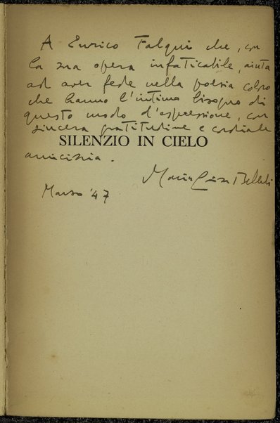 Silenzio in cielo : (1930-1945) / Maria Luisa Belleli