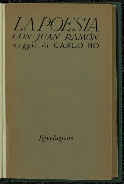 La poesia con Juan Ramon / Carlo Bo