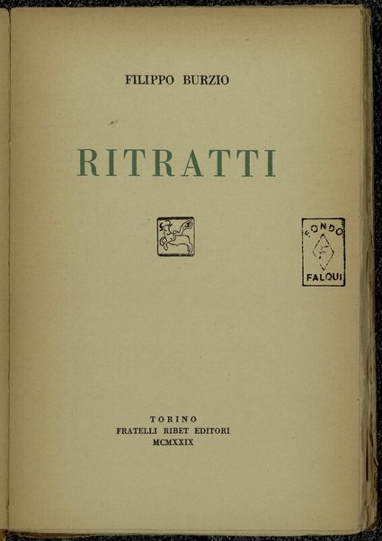 Ritratti /  Filippo Burzio