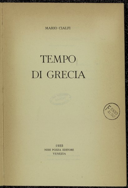 Tempo di Grecia / Mario Cialfi