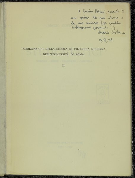 Studi critici : Rebora, Boine, Sbarbaro, Campana / Mario Costanzo