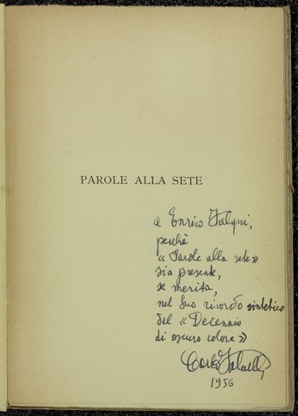 Parole alla sete : \versi] / Carlo Falvella