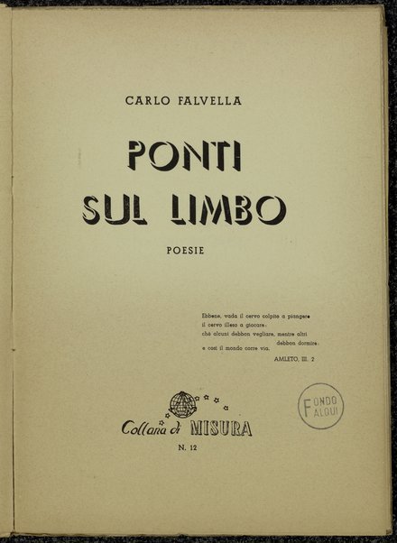 Ponti sul limbo : poesie / Carlo Falvella