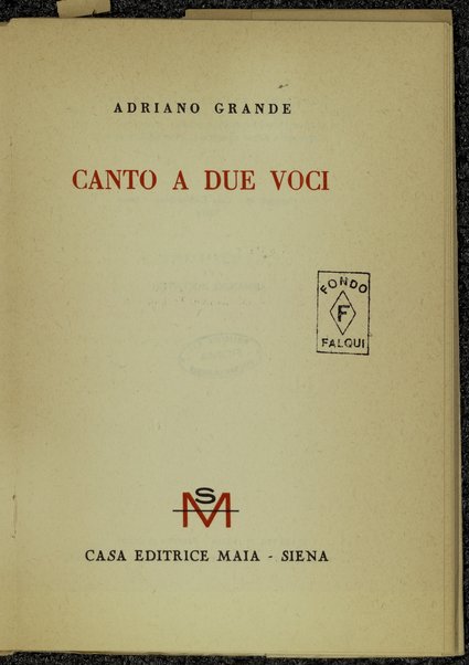 Canto a due voci / Adriano Grande