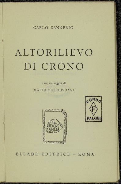 Altorilievo di crono : ï¿½versiï¿½ ; Con un saggio di Mario Petrucciani