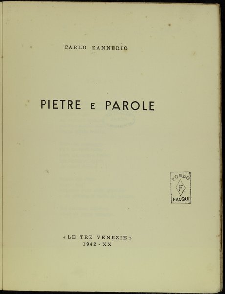 Pietre e parole / Carlo Zannerio