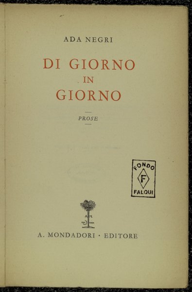 Di giorno in giorno : prose / Ada Negri