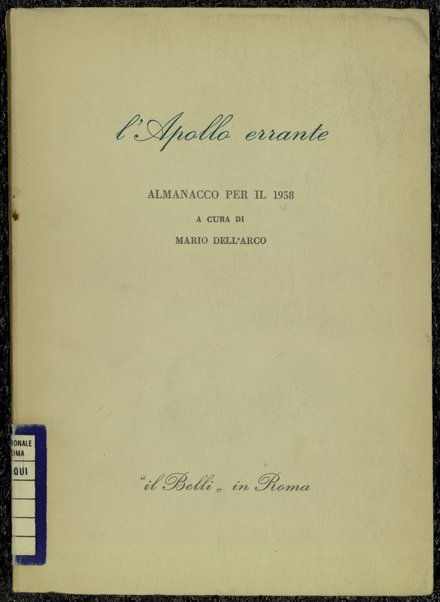 L'Apollo errante : almanacco per il 1958 / a cura di Mario Dell'Arco