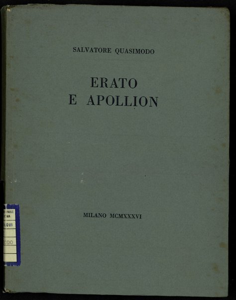 Erato e Apollion / Salvatore Quasimodo ; con un saggio introduttivo di Sergio Solmi