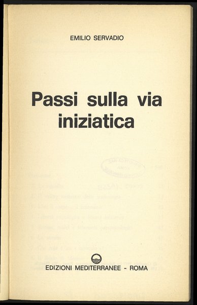 Passi sulla via iniziatica / Emilio Servadio