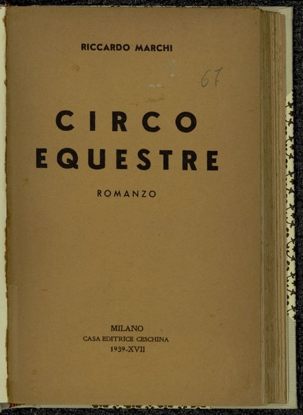 Circo equestre : romanzo / Riccardo Marchi
