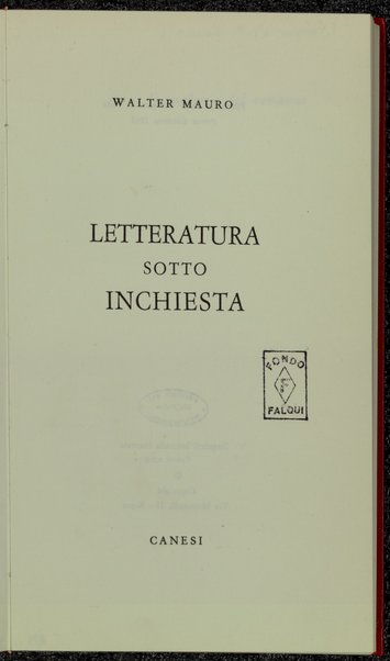 Letteratura sotto inchiesta / Walter Mauro