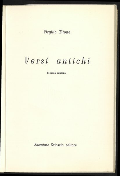 Versi antichi / Virgilio Titone