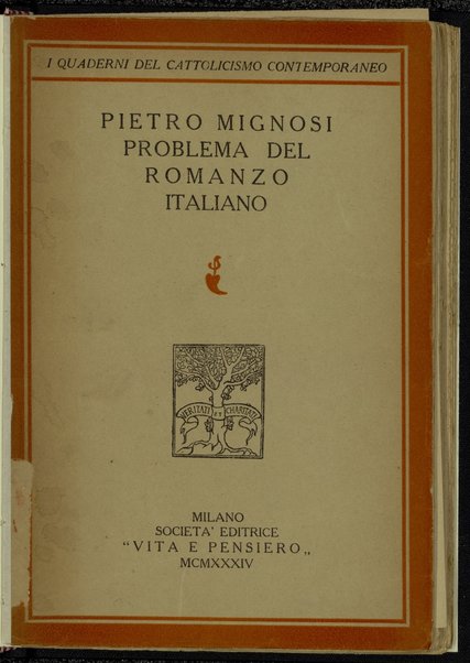 Problema del romanzo italiano / Pietro Mignosi